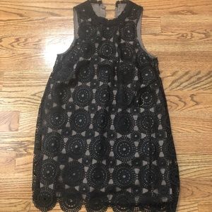 Free People Black Sleeveless Lace Medallion Dress